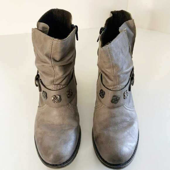 Rieker Peggy 98 Beige Leather Ankle Boots - Picture 3 of 9